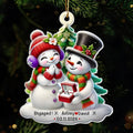 Engagement Snowman Couple Personalized Acrylic Ornament, Christmas Gift For Him, For Her, For The Couple