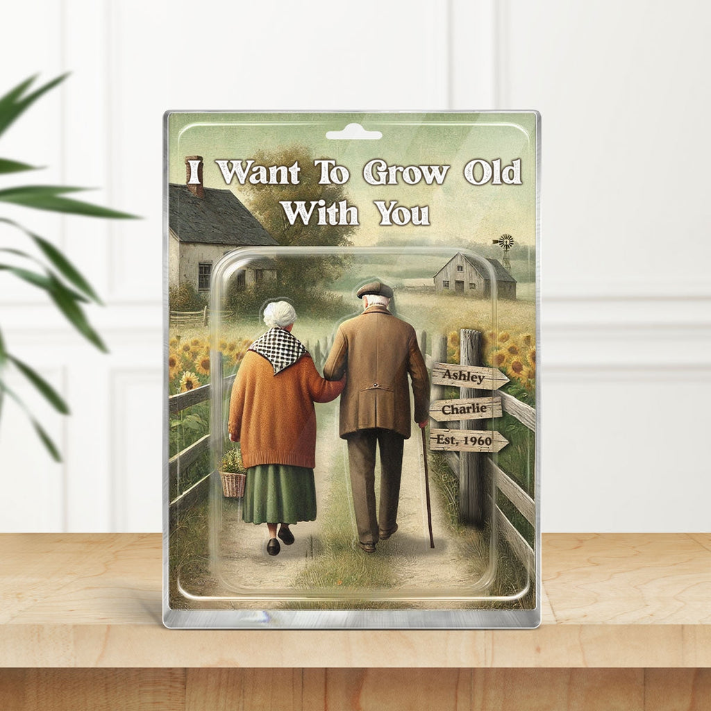 Eternal Love Couple Growing Old Together Toy Box Figures Style Personalized Acrylic Block Plaque