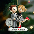 Engagement Ornament She Said Yes Personalized Couple's Engagement Christmas, 2D Flat Acrylic Ornament