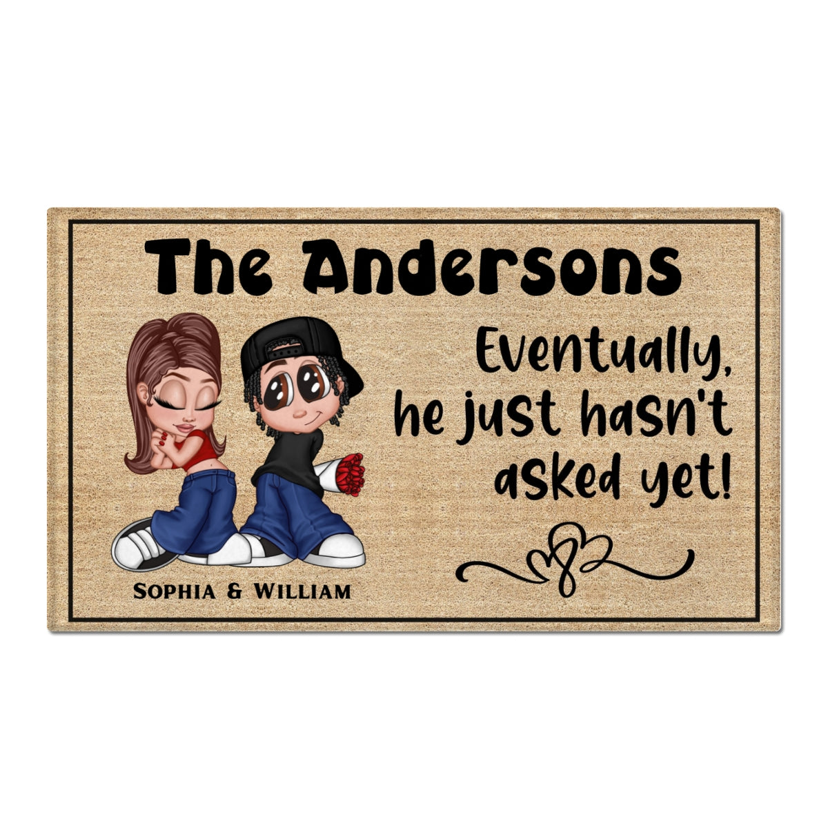 Eventually He Hasn¡®t Asked Yet Y2K Couple Funny Housewarming Gift Personalized Doormat