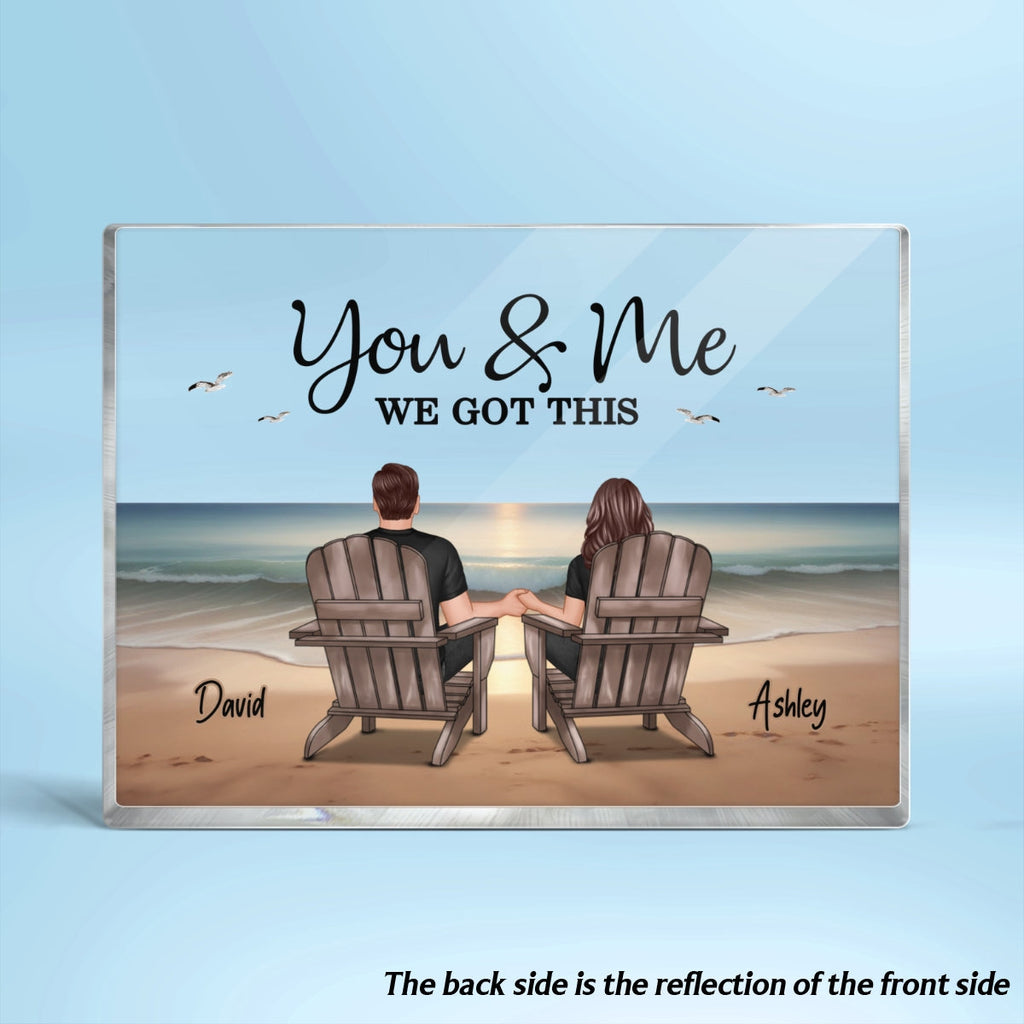 Eternal Beach Landscape Couple Sitting Personalized Rectangle Acrylic Block Plaque, Heartfelt Gift For Couple, For Him, For Her, Boyfriend, Girlfriend, Husband, Wife
