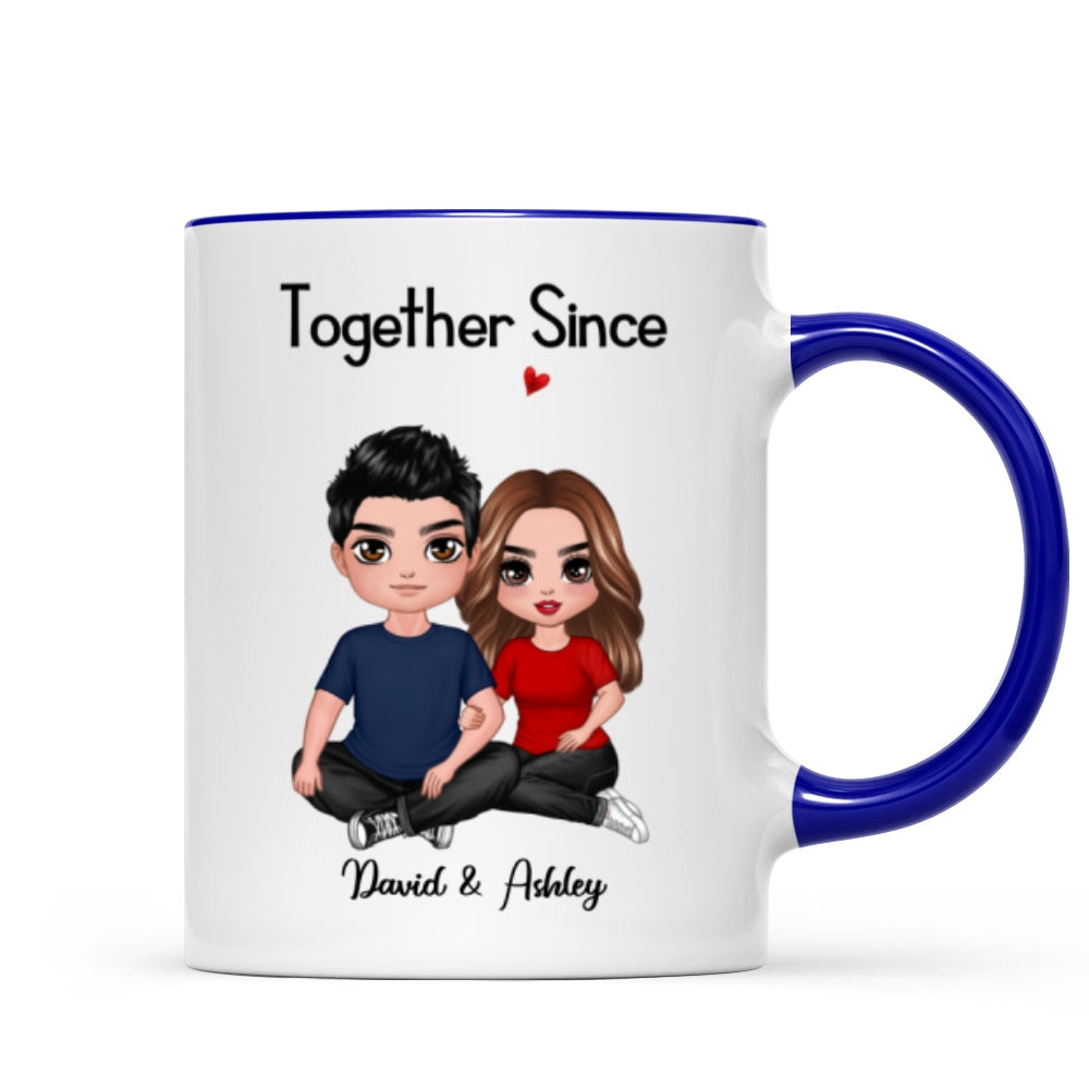 Embracing Doll Couple Sitting Valentine¡®s Anniversary Gift For Him Gift For Her Personalized Mug