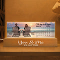 Eternal Sunset Beach Couple Back View Anniversary Calendar Personalized Acrylic Block LED Night Light